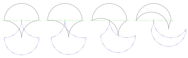 Some tricurves with 180° large arc