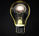 Lightbulb with filament formed into a network or brain like structure