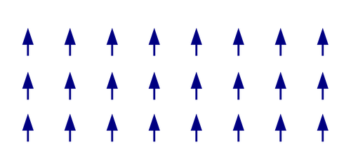 A grid of arrows, all of them aligned to point upwards