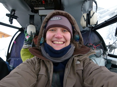 Vriend on her way to the bunker at the test site in Switzerland.