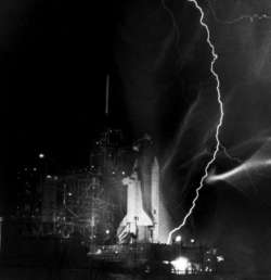 Lightning strikes the launch pad