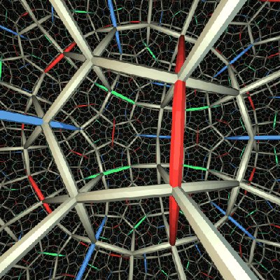 A tiling of hyperbolic three-space.