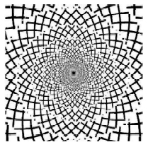 A lattice tunnel hallucination generated by the mathematical model. It strongly resembles hallucinations seen after taking marijuana. Image from <a href='#one'>[1]</a>, used by permission. 