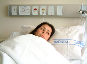 Woman in hospital