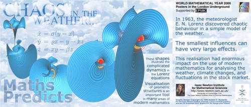 Maths predicts - one of the "Maths on the Tube" posters featuring the Lorenz equations