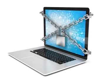 Laptop secured by a padlock - image purchased from Fotalia