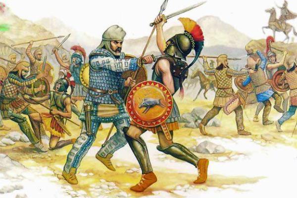 Two soldiers battling