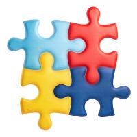4 colourful puzzle pieces