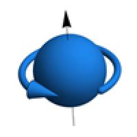 Sphere with an arrow through it and around the edge