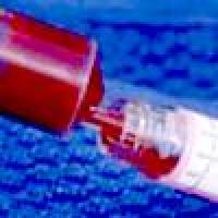 Blood filling a needle